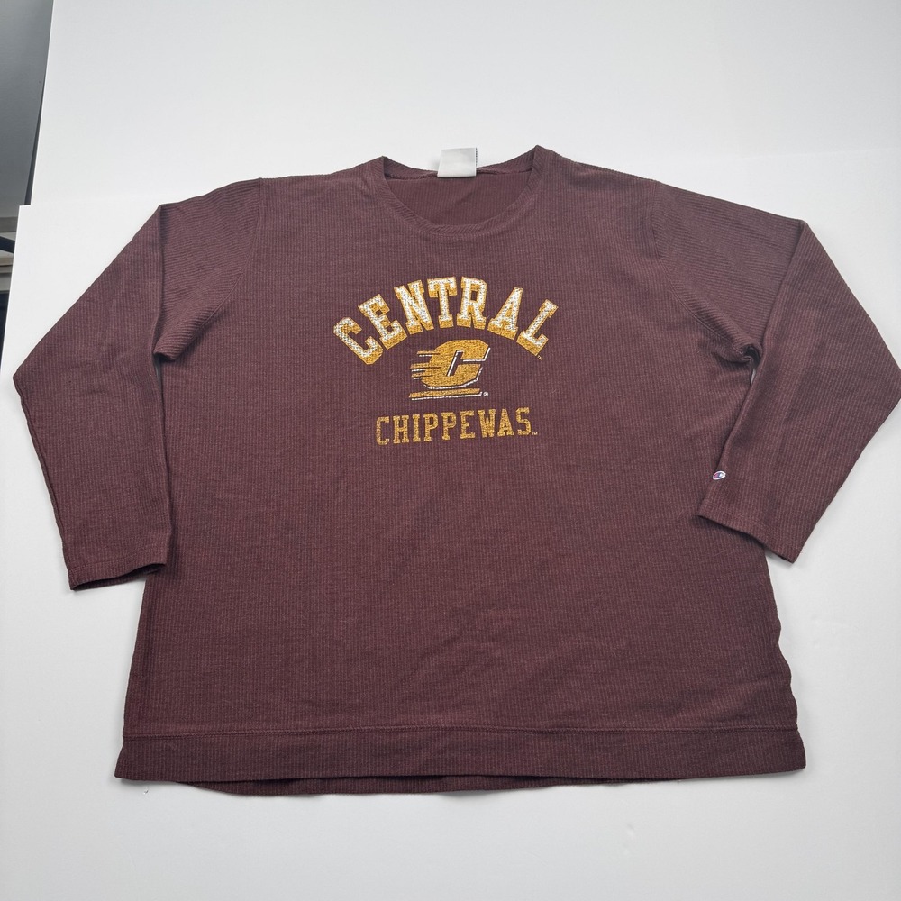 Champion Central Michigan Chippewas Shirt Mens 2XL Maroon NCAA Long Sleeve